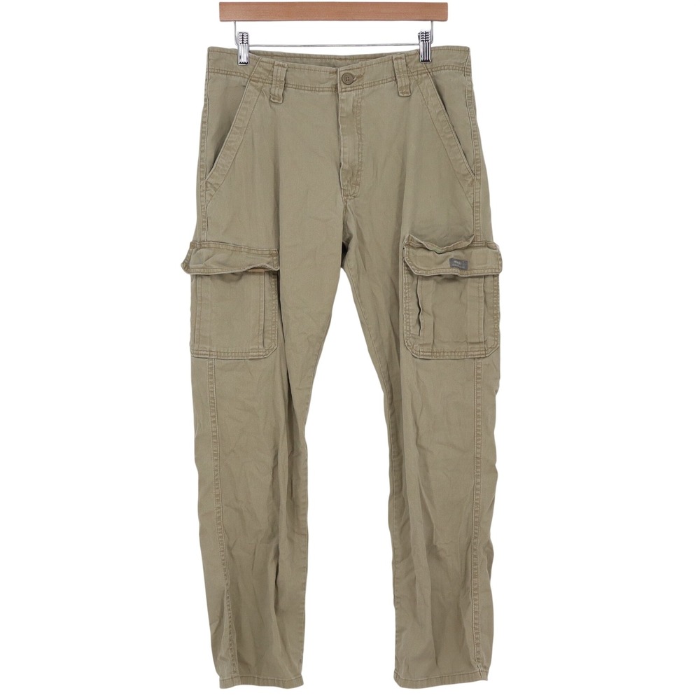Wrangler Cargo Pants Mens 32x32 Relaxed Fit Tan Khaki Stretch Exc